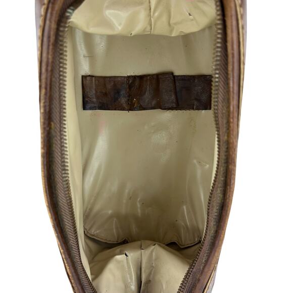 Vintage Dopp Bag/Toiletry Case Makeup Bag Hand Tooled Leather Roses Dragon Aztec - Picture 8 of 10